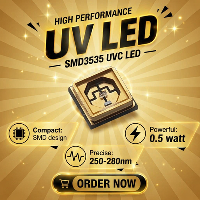 Chip LED UV compatti che forniscono un'emissione precisa della lunghezza d'onda per applicazioni fotochimiche e analitiche