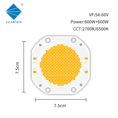 7575CM Chip Led Cob Alta potenza 600W Bicolore Bianco 2700K+6500K CRI 95