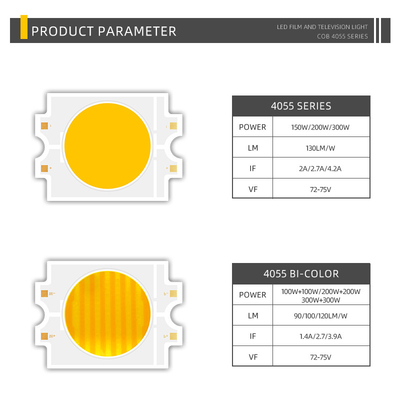 Tensione costante DC 75V LED a doppio colore COB 4055 Bi Color 2700K+6500K Alta potenza 300W COB LED