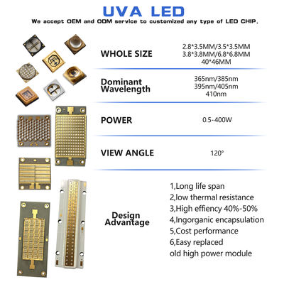 Chip LED UV SMD 3535 3838 8025 personalizzabile 220-420nm 5 anni di garanzia