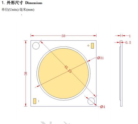 High Power COB LED Chip 30W 50W 100W 200W 300W with 2700K-6000K Color Temperature and 80-98 CRI for Photoflood Lighting