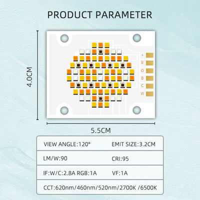 Chip LED COB RGBWC a cinque colori da 180W 300W con tensione di ingresso 21-24V e angolo di visione di 120° per illuminazione fotografica