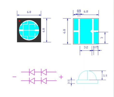 Chip a LED UVA a forte emissione 10W UVA SMD6868 365nm per applicazioni di cura UV a luce non visibile
