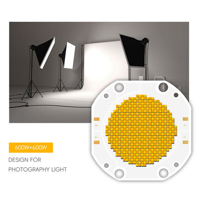 600W+600W BICOLOR COB LED CHIP CCT COB Serie 7575 Chip LED COB per luci fotografiche, dimmerabile, colore bianco, CRI95 10A