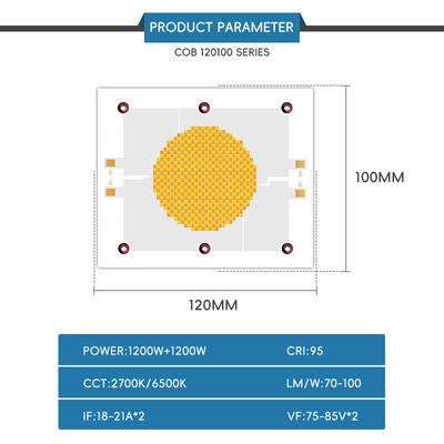 1200W 75-85V Ra95 2700K/6500K 18-21A*2 120x100mm Chip LED COB ad alta potenza per lampada fotografica Bianco Caldo Bianco Doppio Dimmabile