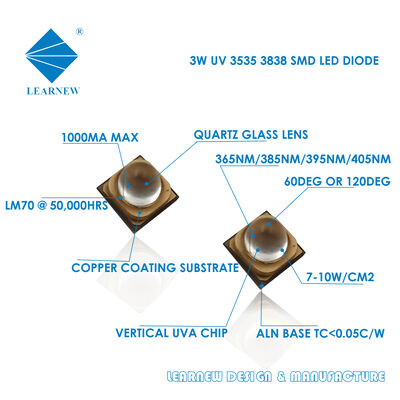 SMD UV Led 3838 Diode 365nm UV LED Modulo UV-A LED Chip LED 385nm Chip di stampa LED UV-A LED 3W 60deg sistemi di cura